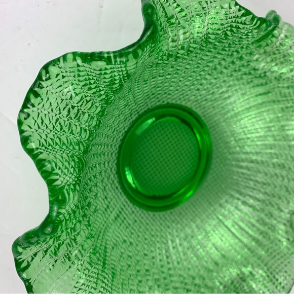 Fenton Green Double‎ Ruffle Candy Dish - Picture 3 of 7